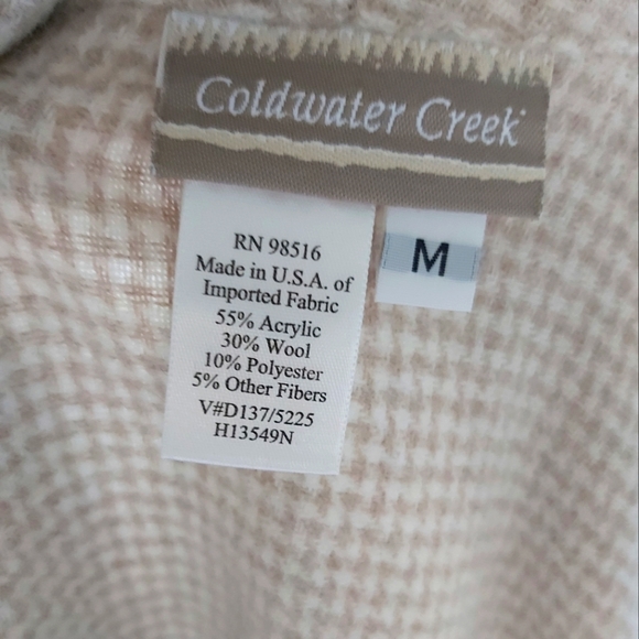 Coldwater Creek Cream & White Checkered Wool Blend Sweater Coat - Picture 8 of 14